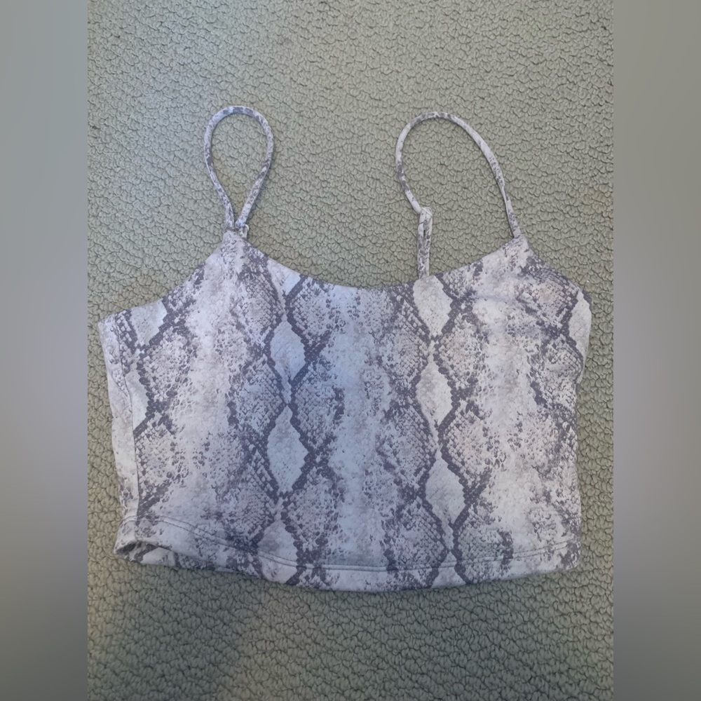 Forever 21 Snake Print Tank Top - Gray and White